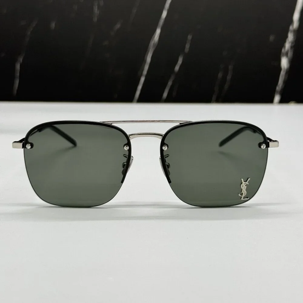 NEW SAINT LAURENT SL309 M 002 SUNGLASSES SILVER UNISEX EYEWEAR SL309M 002